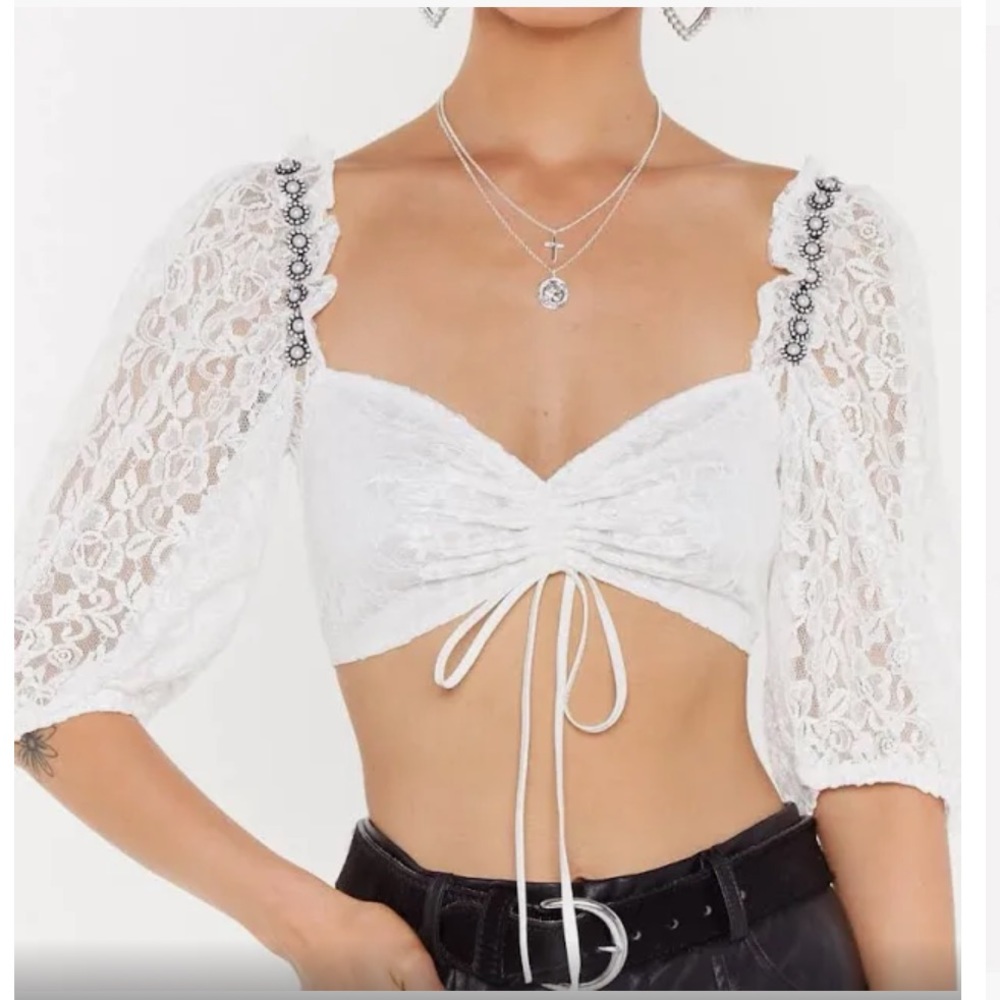 Nasty Gal white lace crop top